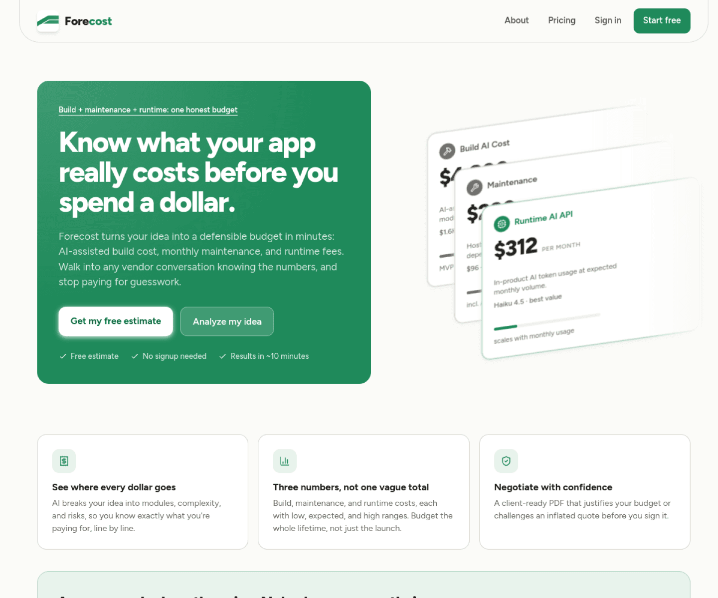Forecost – screenshot projektu