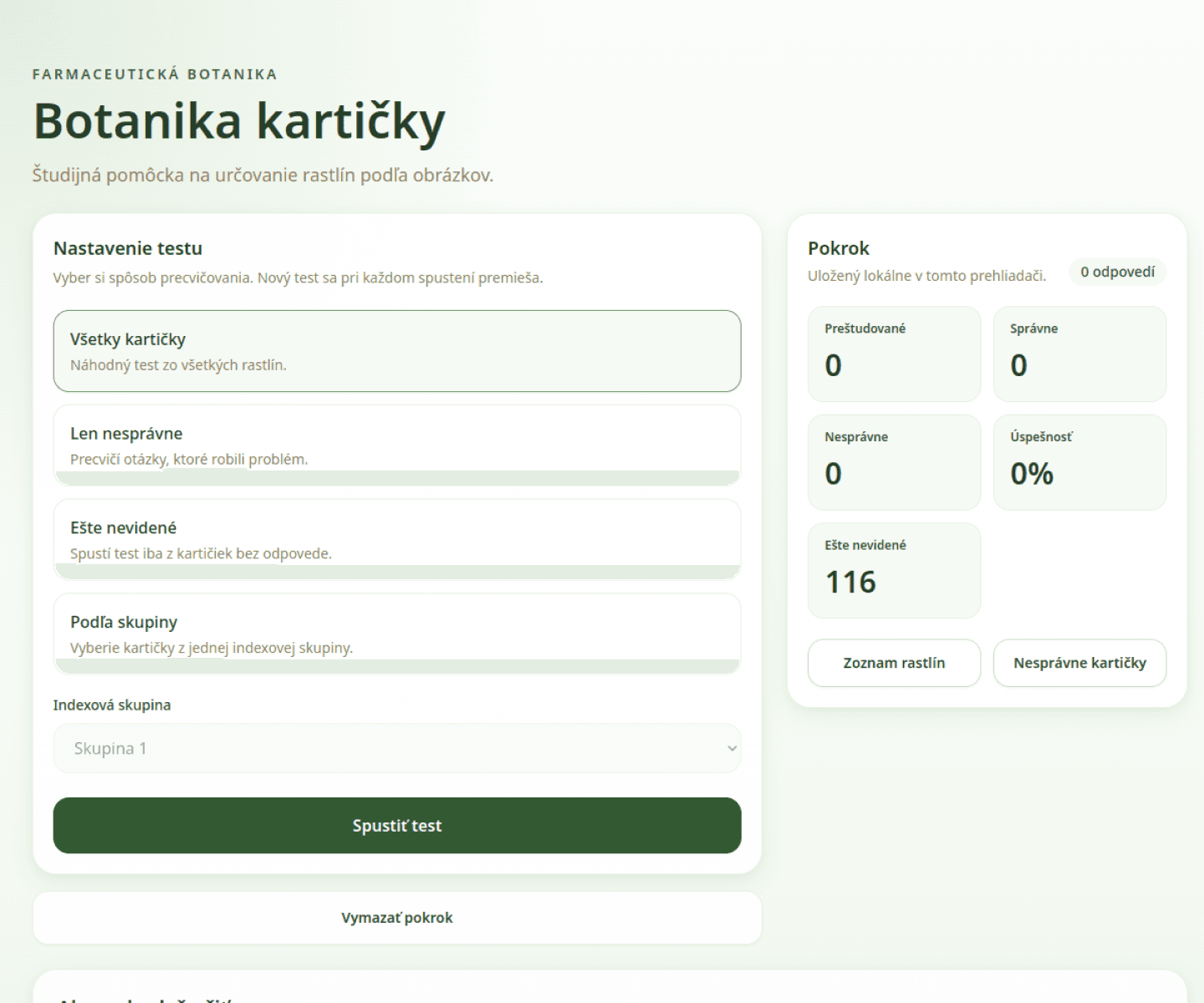 Rastlinky – screenshot projektu