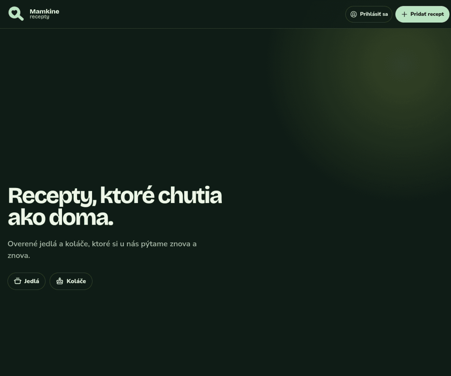 Recepty – screenshot projektu